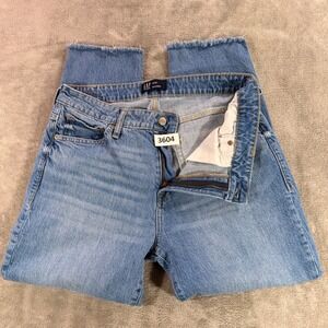 Gap Jeans Women 12/31R Blue Boyfriend Mid Rise Raw Hem Straight Leg Denim